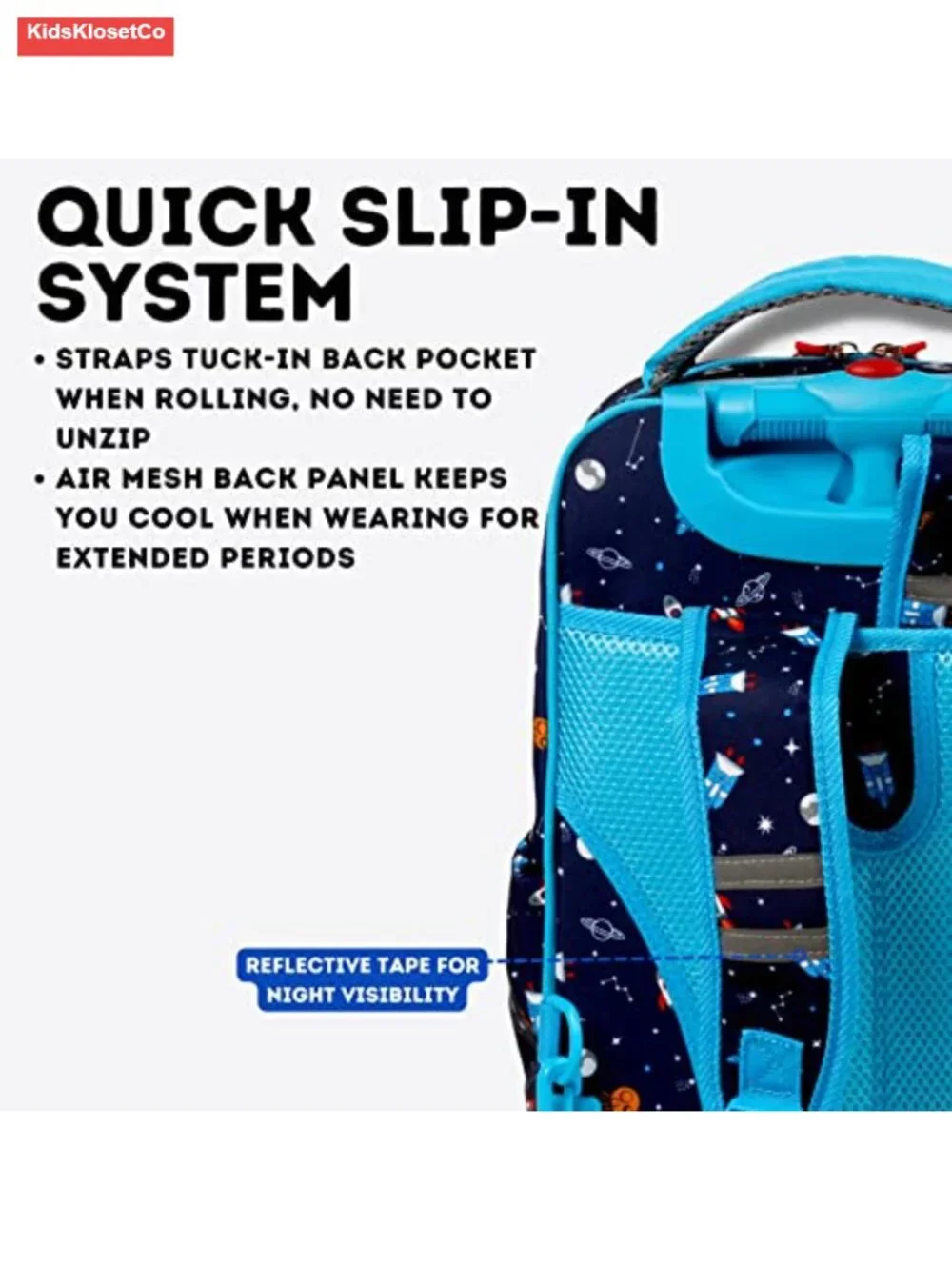 Rolling Backpack for Kids, Carry-On Luggage with Wheels, Adjustable Handle,